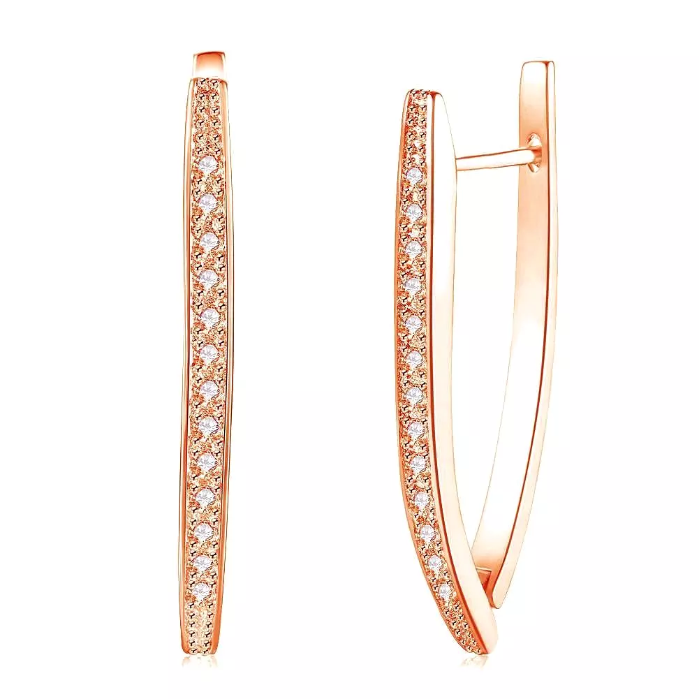 1.00 CT Dangling Pave Teardrop Earrings in 14K Rose Gold Plating