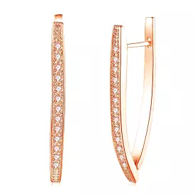 1.00 CT Dangling Pave Teardrop Earrings in 14K Rose Gold Plating