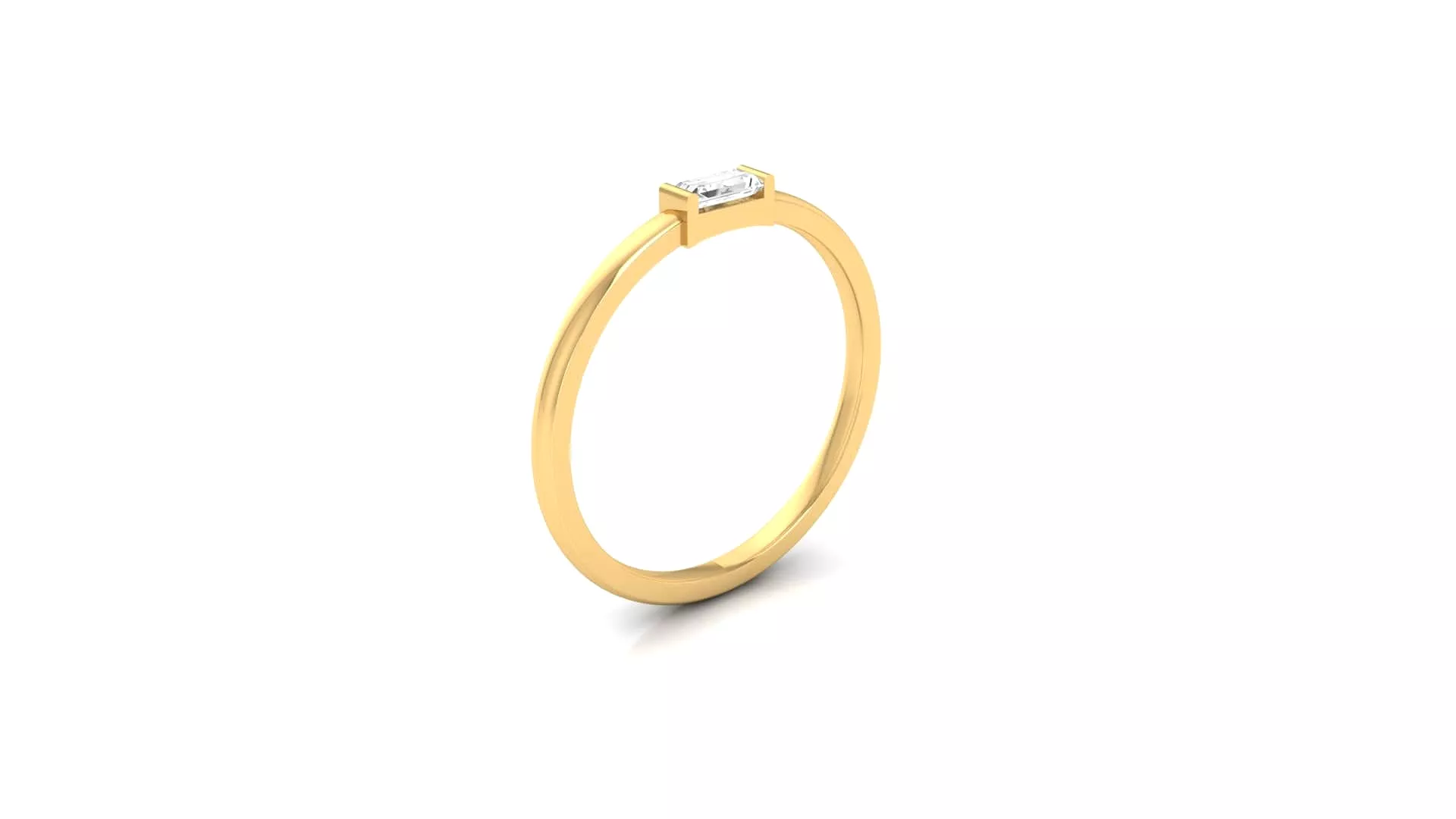 14K & 18K Gold Band with Single Diamond, Lab Grown