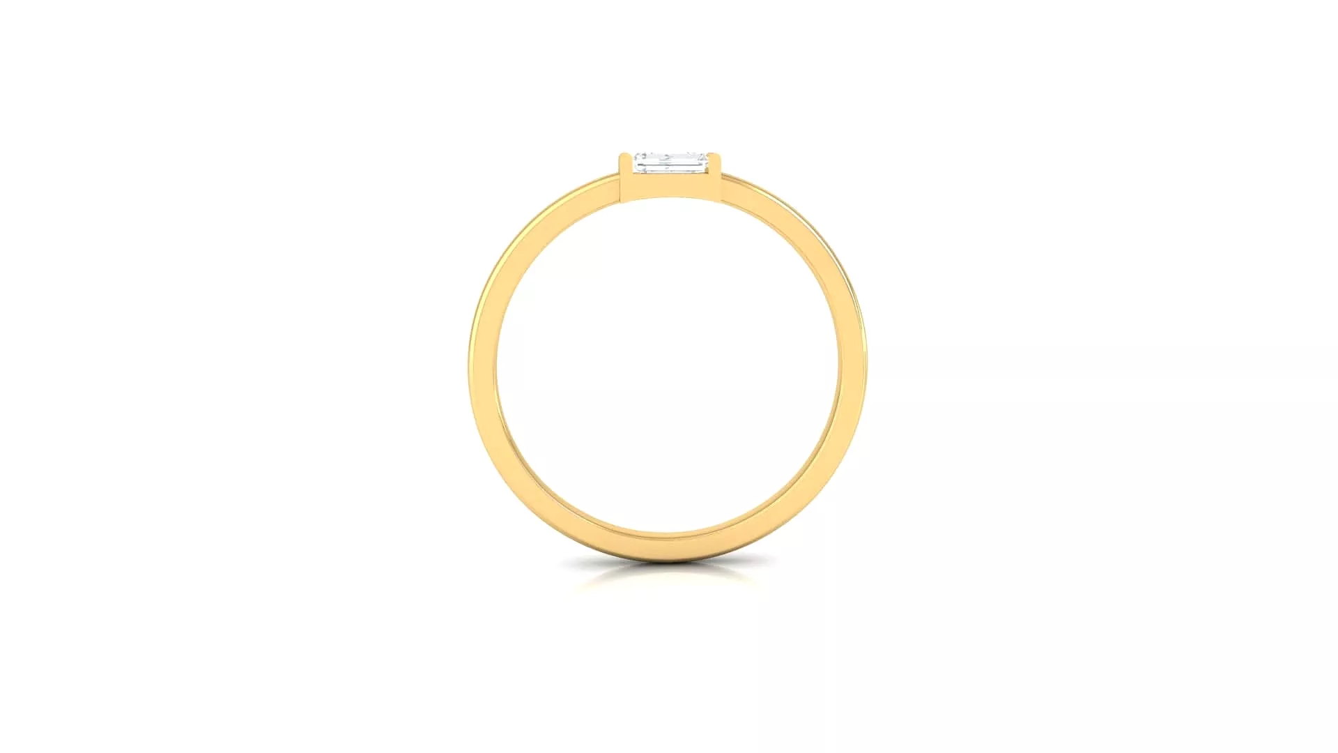 14K & 18K Gold Band with Single Diamond, Lab Grown