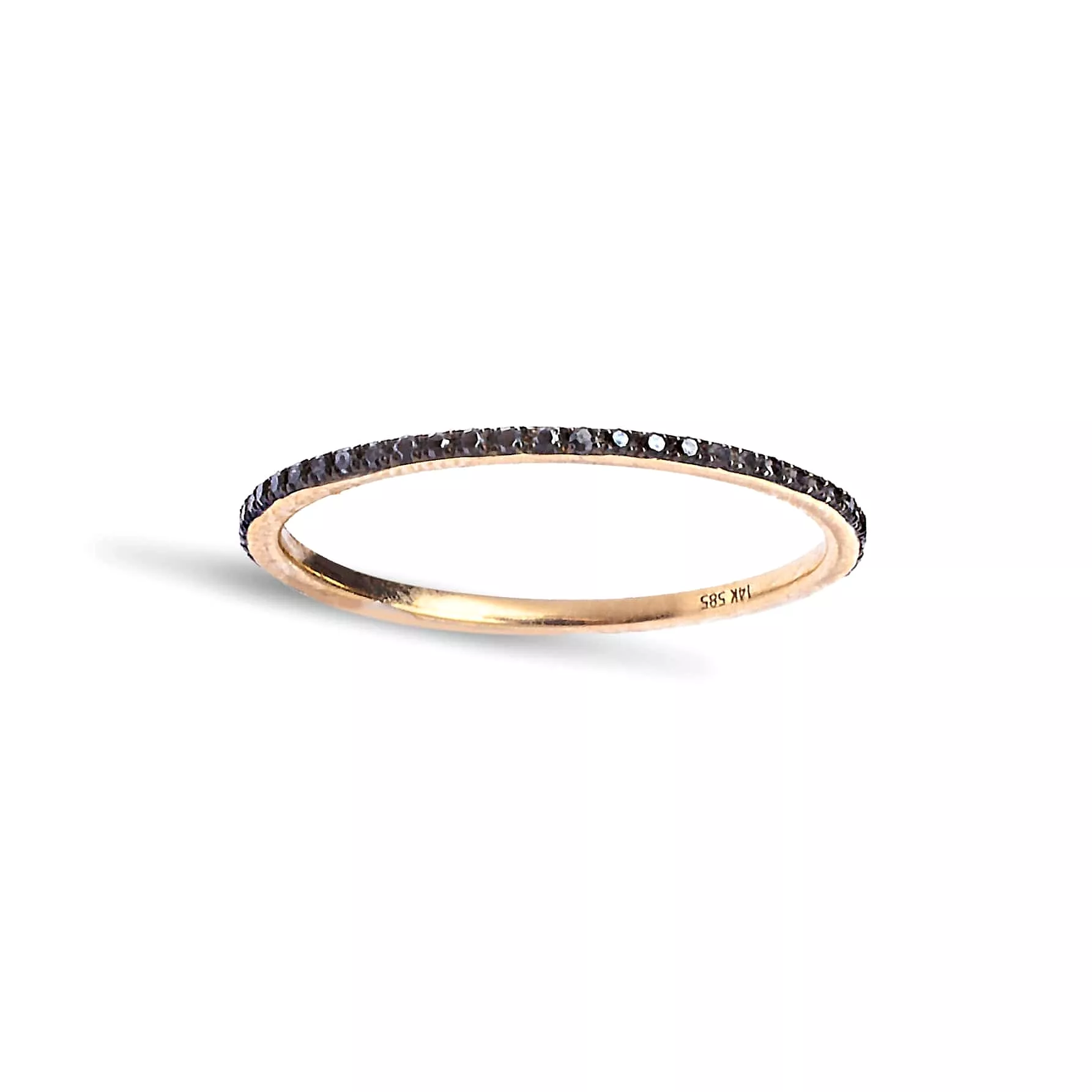 14K Gold and Black Diamond Eternity Stacking Rings