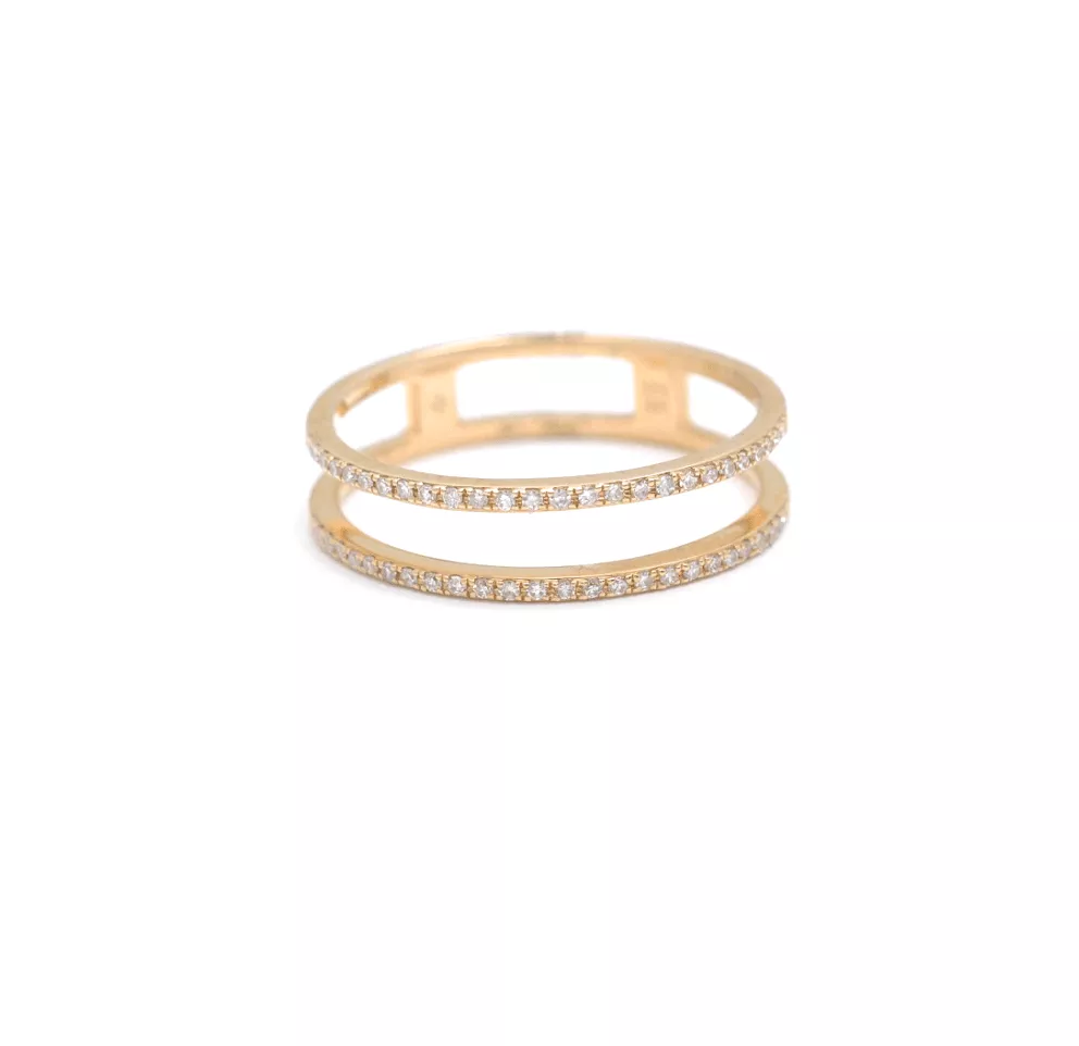 14K Gold Double Micro-Pave Band Rings