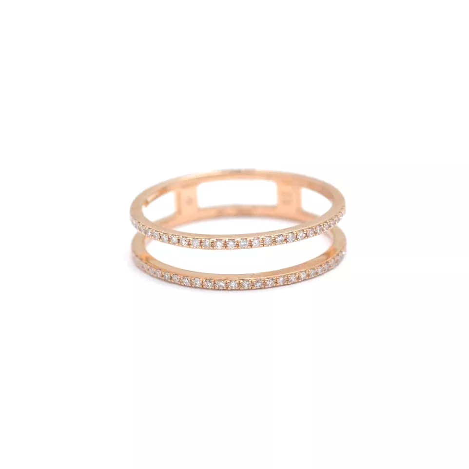 14K Gold Double Micro-Pave Band Rings