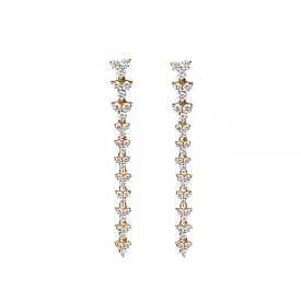 14K Gold Trio of Round Diamonds Drop Earrings