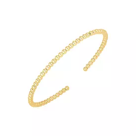 14k Yellow Gold High Polish Bead Cuff Bangle (3mm)