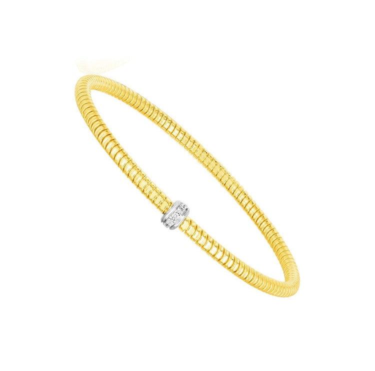 14k Yellow Gold Stretch Bangle with Diamonds