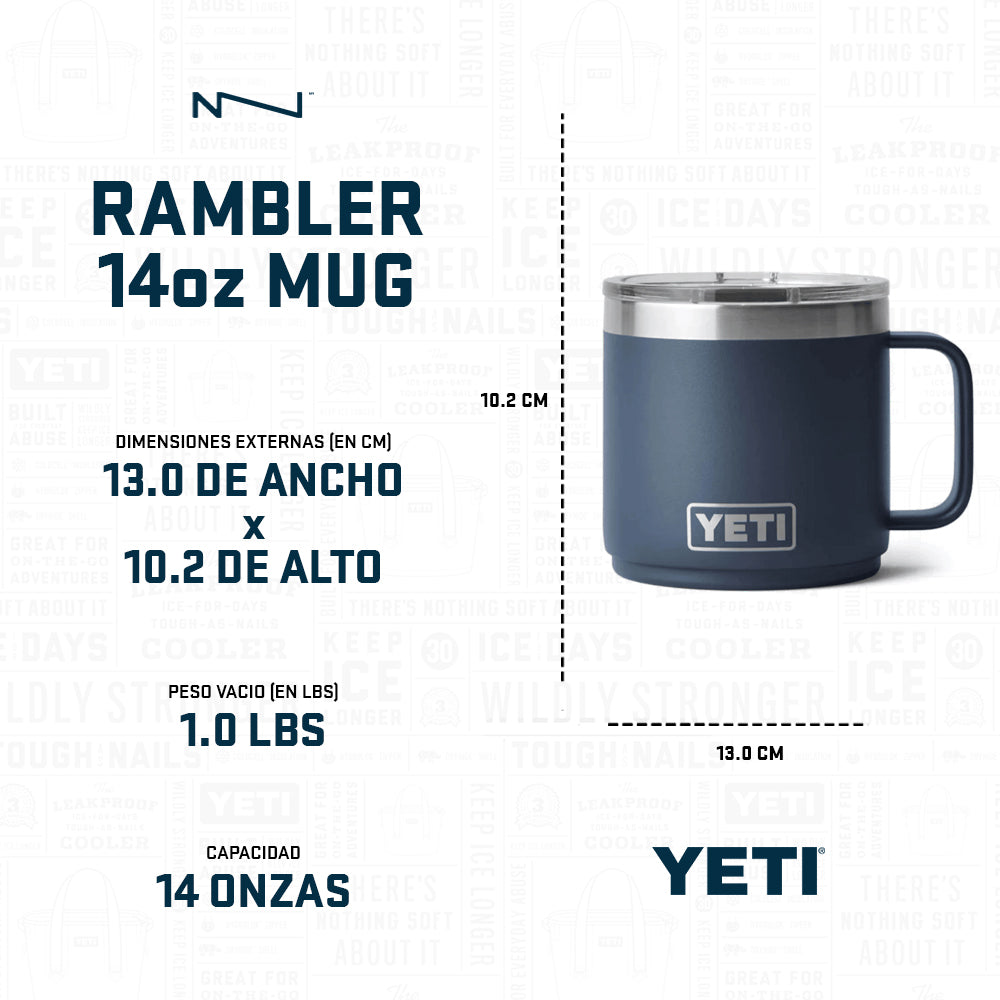 21071502196 TAZA RAMBLER 14oz MUG 2.0 TAPA MAGNETICA SEAFOAM MARCA YETI