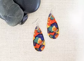 Alcohol Ink Medium Teardrop Earrings