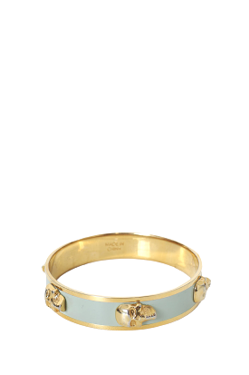 Alexander McQueen Gold Tone Blue Skull Bangle