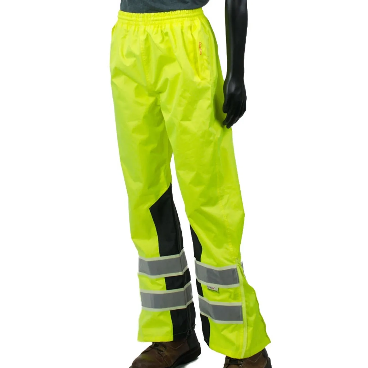 Alpha Workwear Class E Hi Vis Glow in Dark Illuminated Rain Pants A266