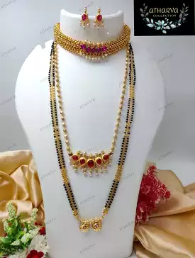 Ambika , elegant  Gold plated Marathi Jewellery combo for women -KARTI001JCA