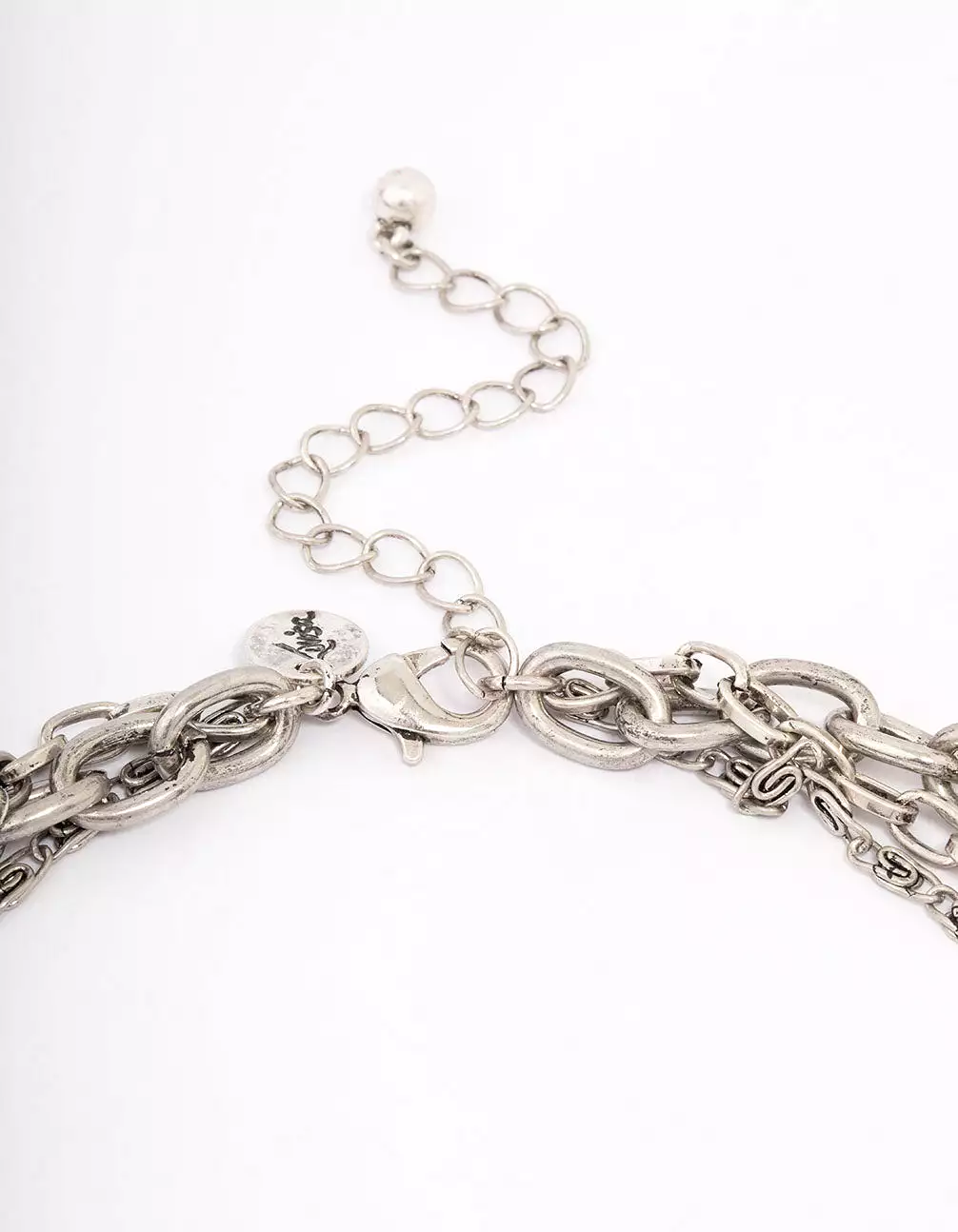 Antique Silver Butterfly Cross Stone Layered Necklace