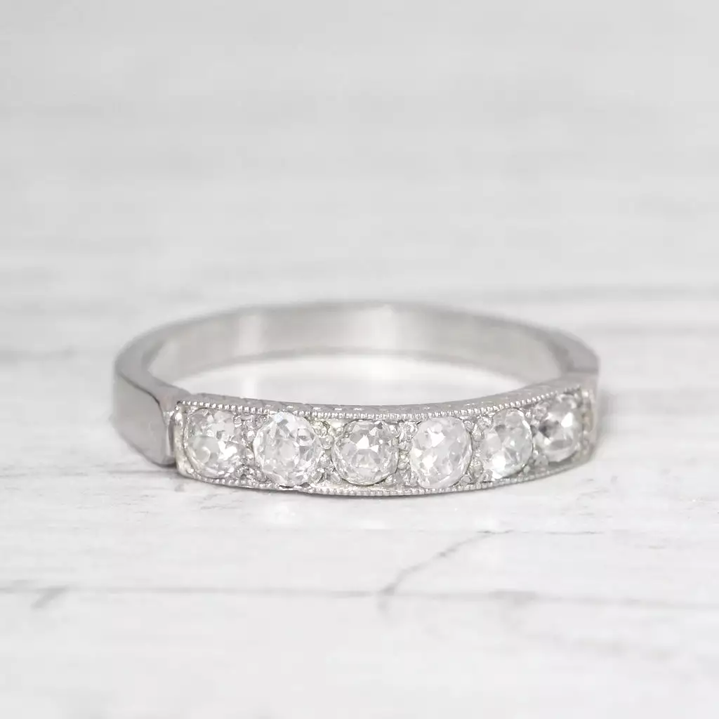 Art Deco 0.42 Carat Old Mine Cut Diamond Band