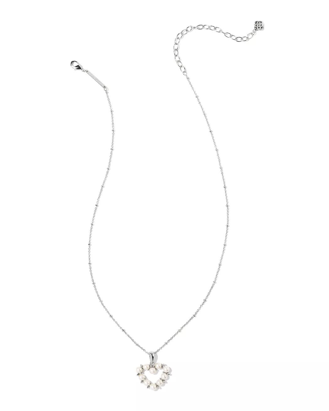 Ashton Silver Heart Short Pendant Necklace in White Pearl