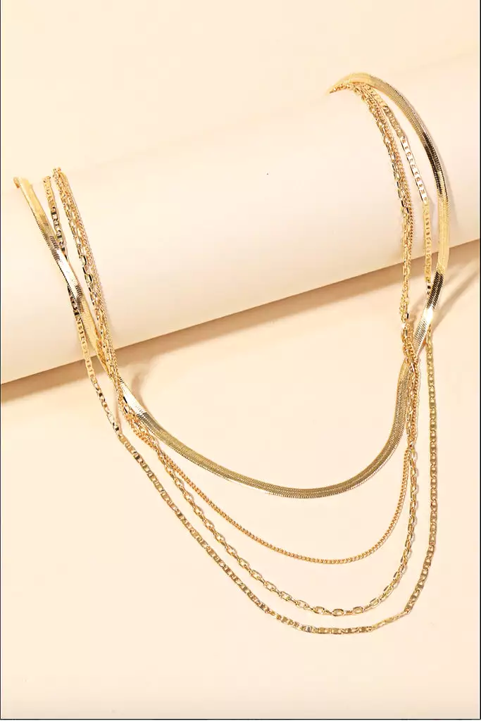 Assorted Multi Chain Link Necklace - Gold