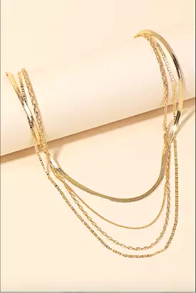 Assorted Multi Chain Link Necklace - Gold