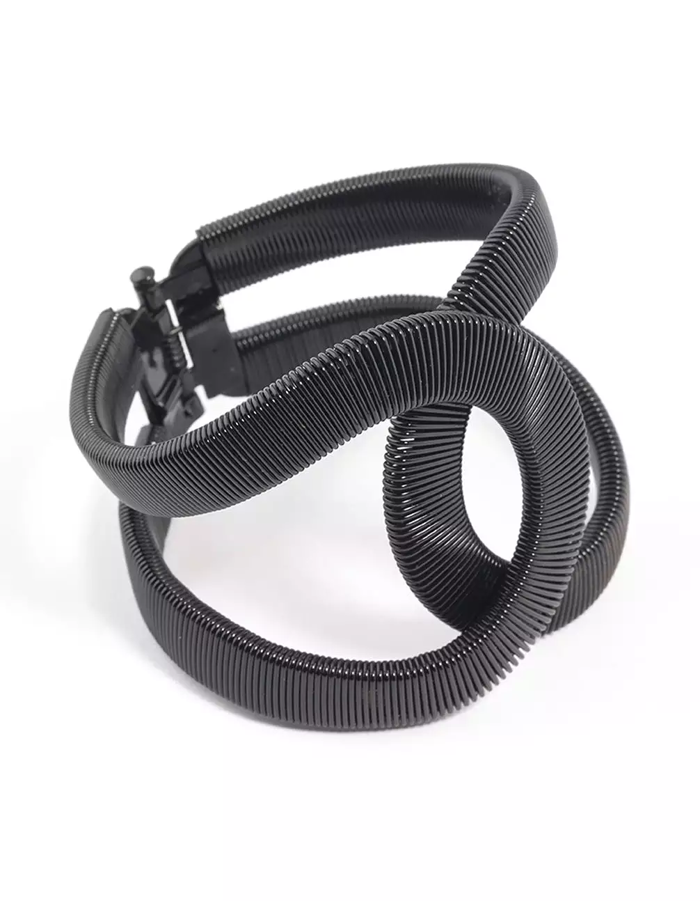 Black Textured Ovalap Cuff Bangle