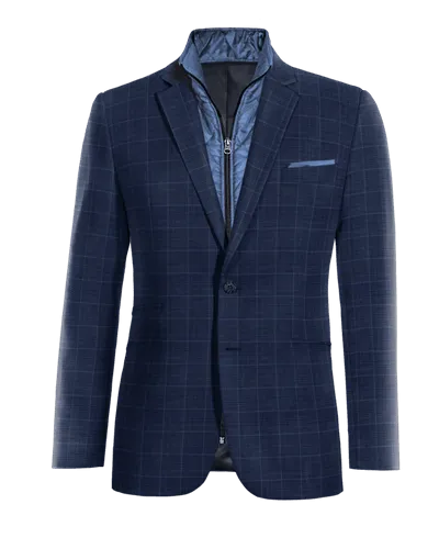  Blazer azul marino a cuadros edición limitada con pieza gilet