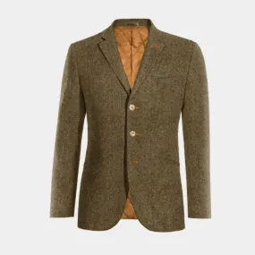  Blazer marrón de donegal tweed slim fit de 3 botones