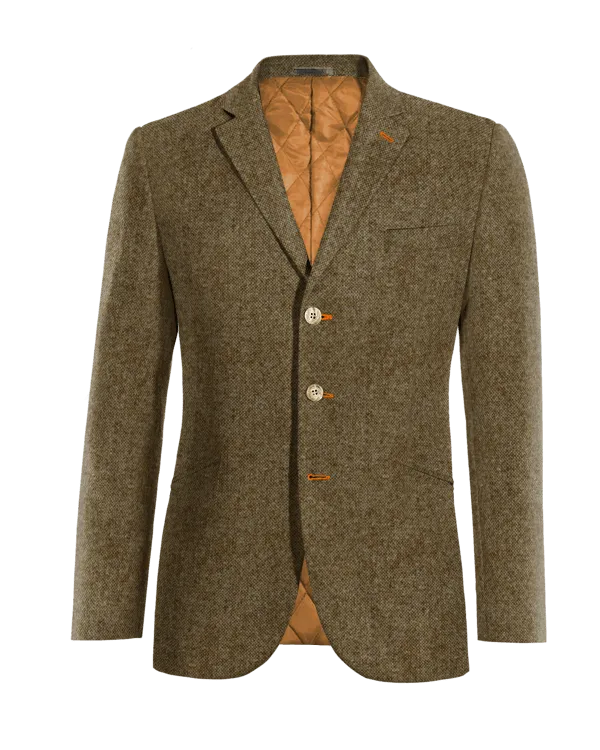  Blazer marrón de donegal tweed slim fit de 3 botones