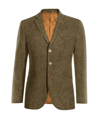  Blazer marrón de donegal tweed slim fit de 3 botones