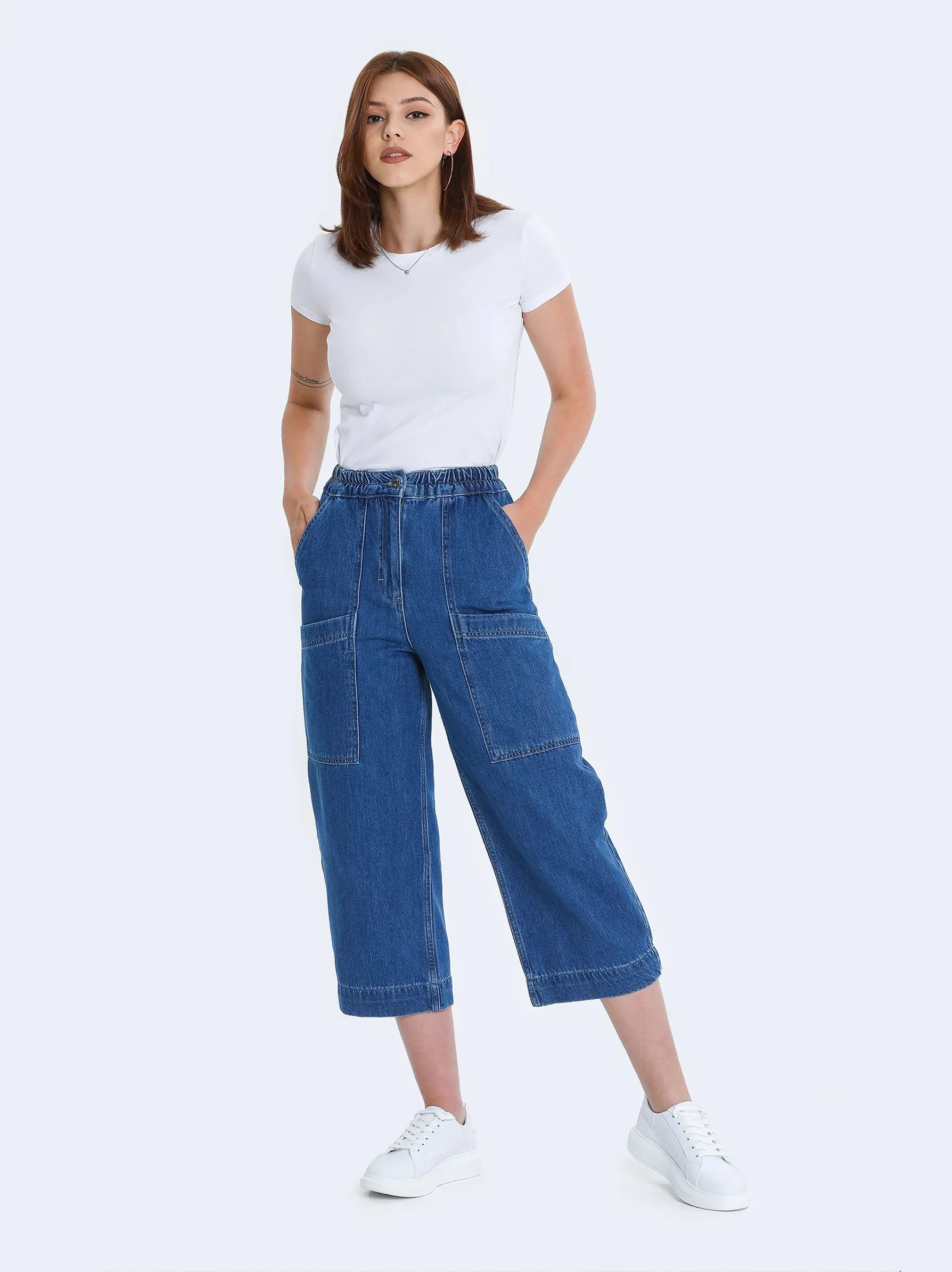 Blue Elasticated Waist Jeans