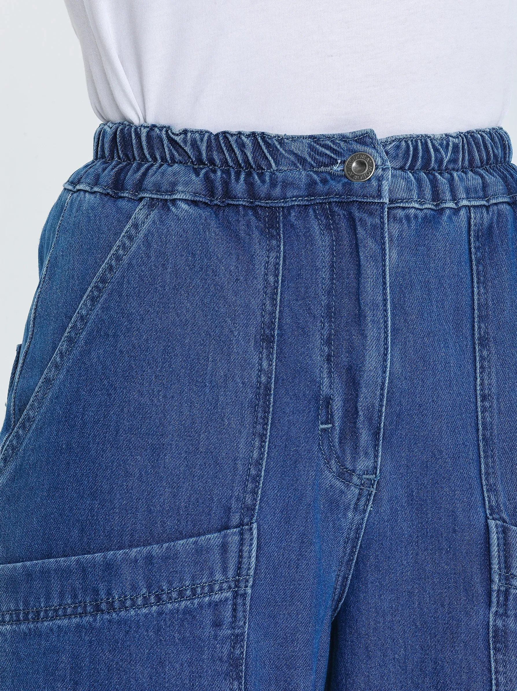 Blue Elasticated Waist Jeans