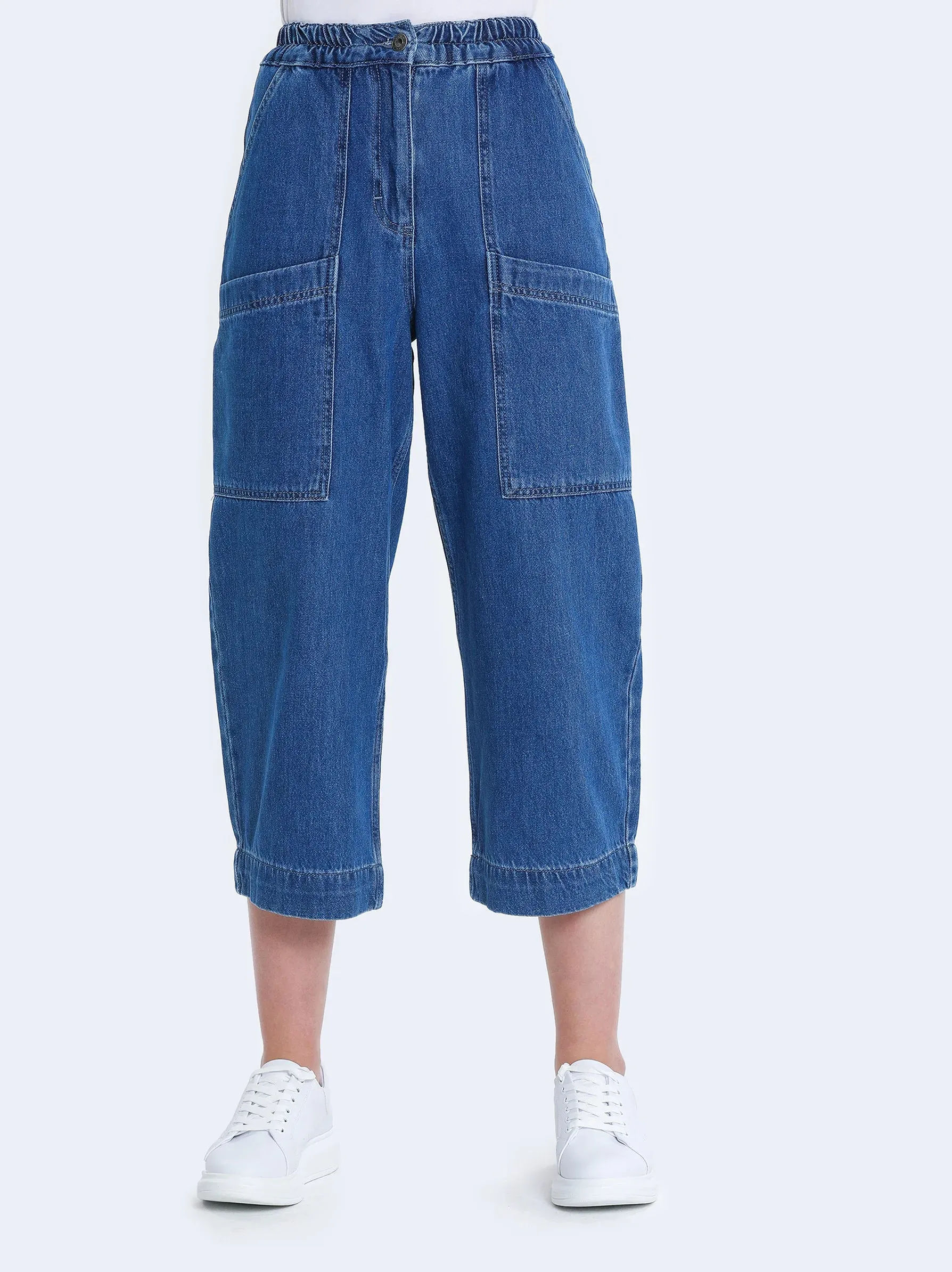 Blue Elasticated Waist Jeans