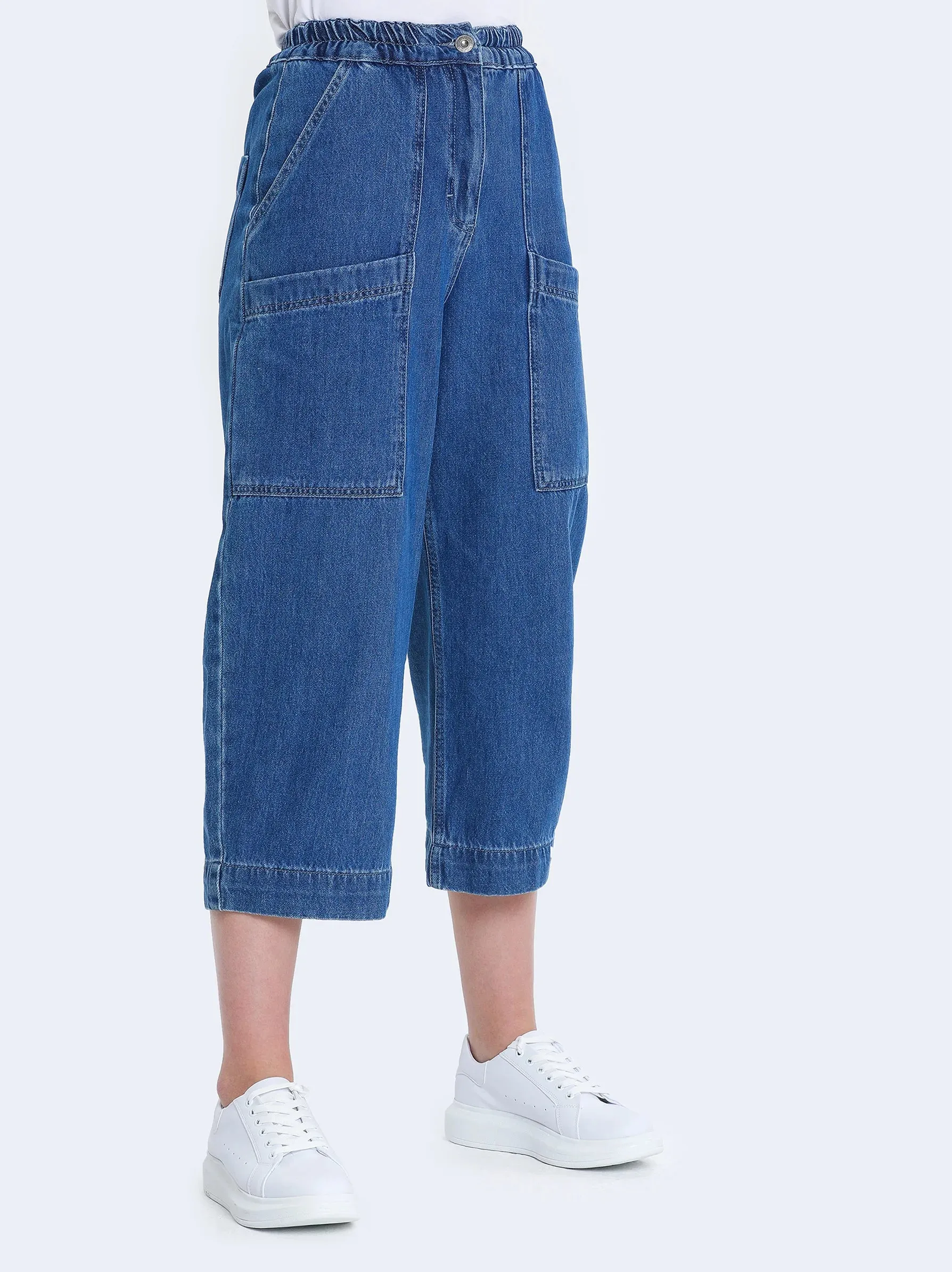 Blue Elasticated Waist Jeans