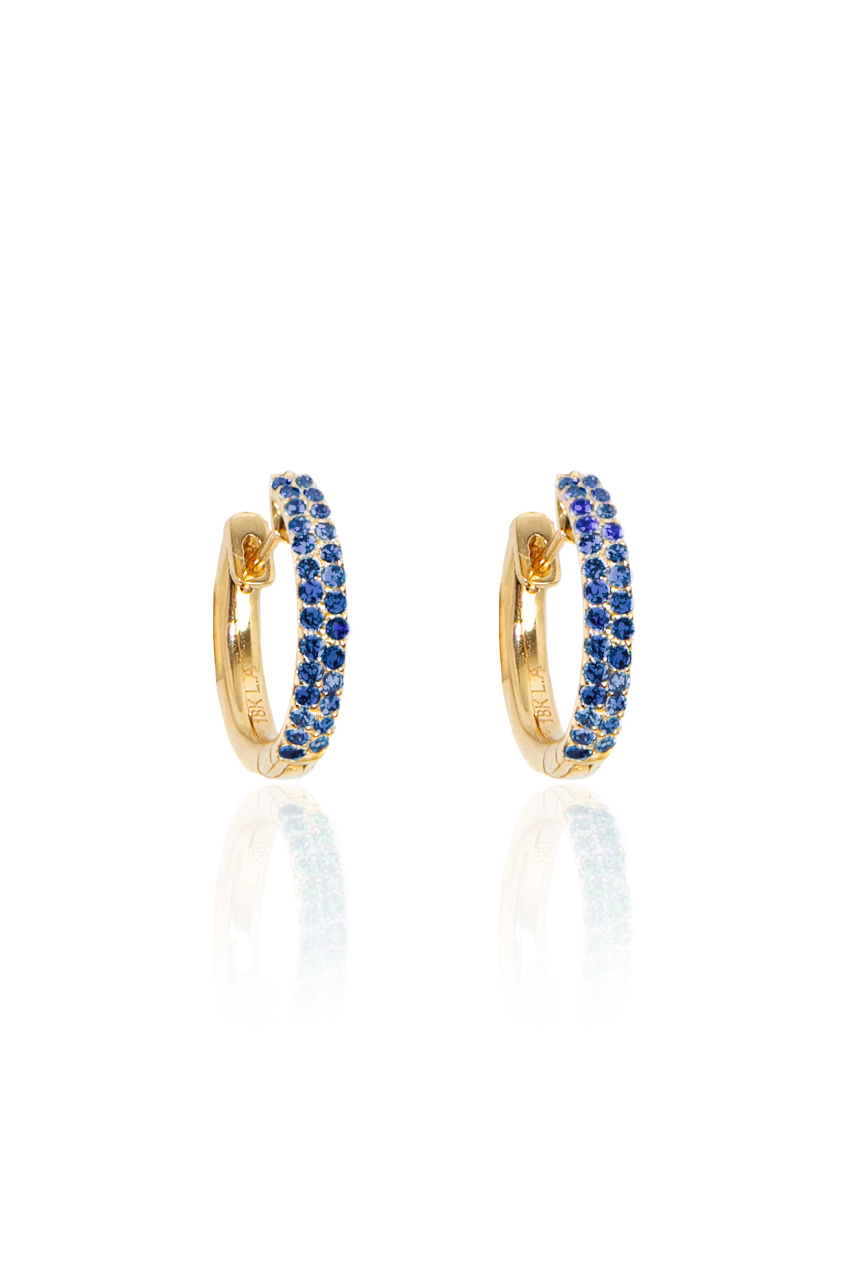 Blue Sapphire Pavé Huggies in Yellow Gold