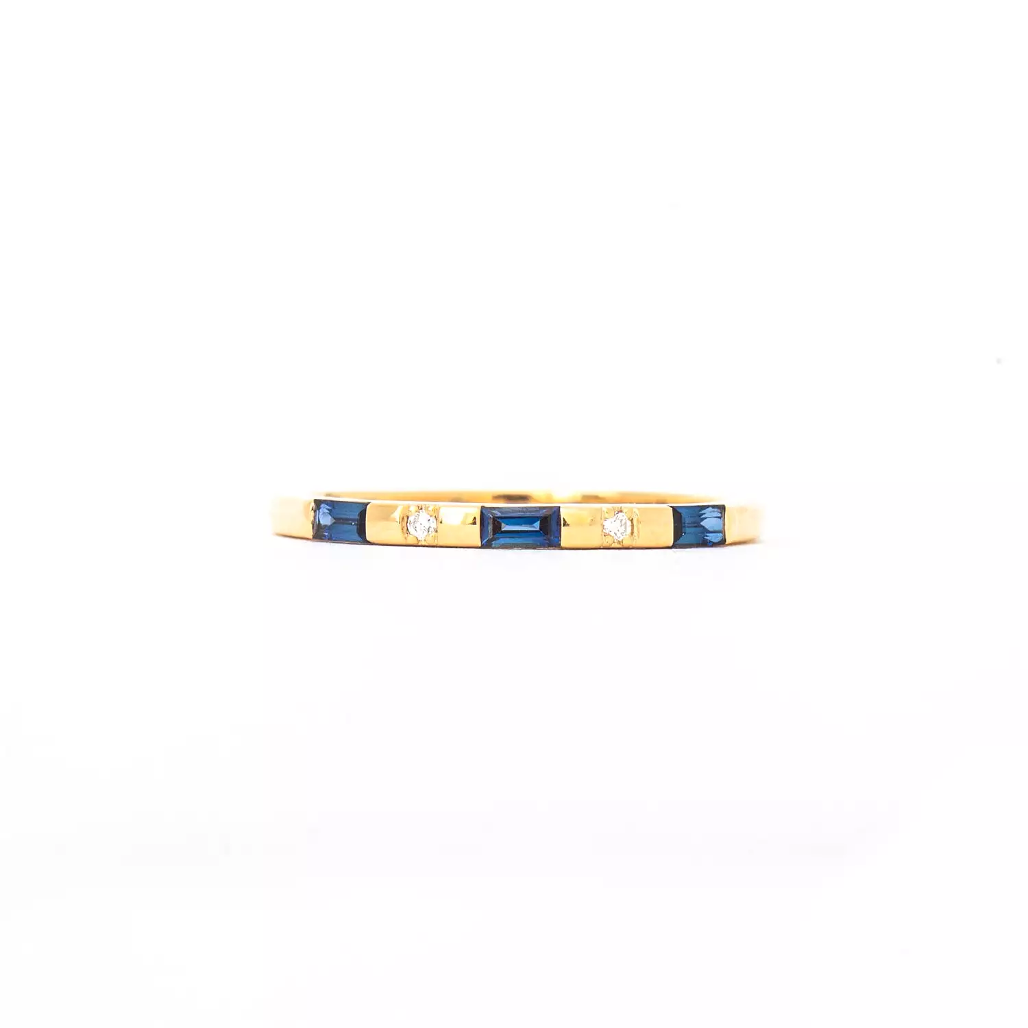 Blue Sapphire Single Row Tarot Baguette Band