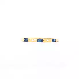 Blue Sapphire Single Row Tarot Baguette Band