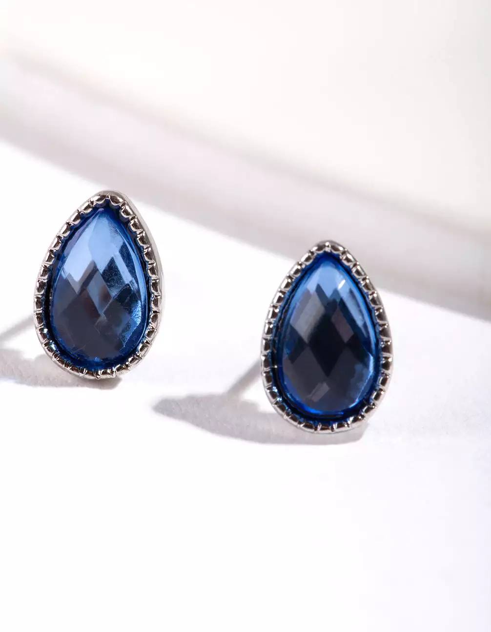 Blue Teardrop Stud Earrings