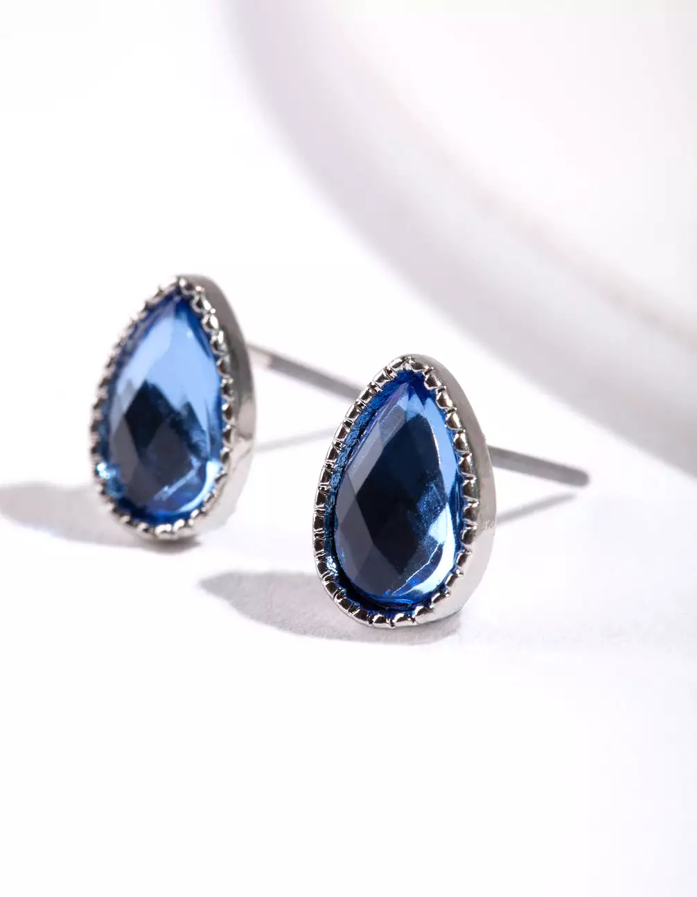 Blue Teardrop Stud Earrings