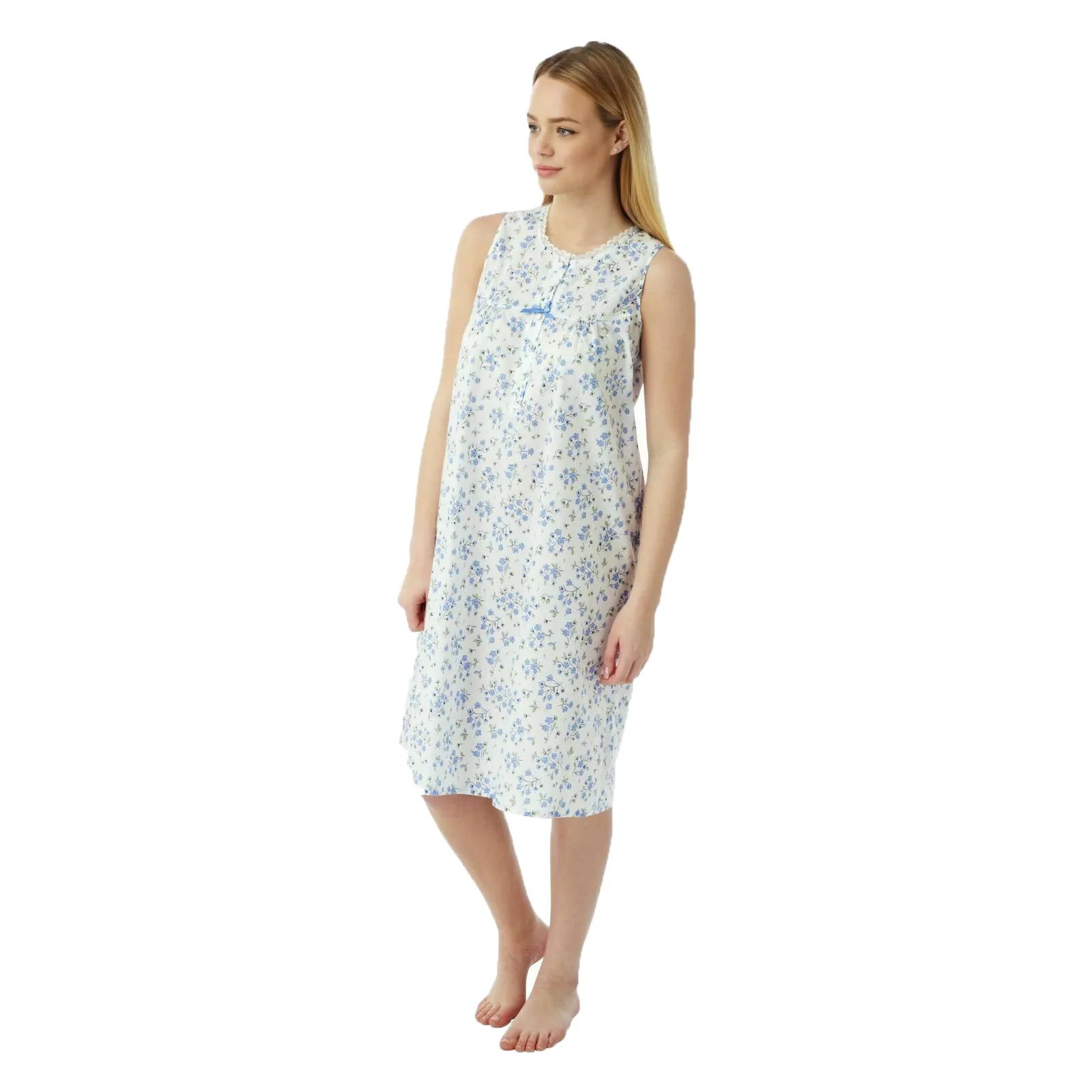 Buy Ladies Floral Sleeveless Half Button Nightie - Fast UK Delivery | Insight Clothing