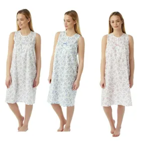 Buy Ladies Floral Sleeveless Half Button Nightie - Fast UK Delivery | Insight Clothing