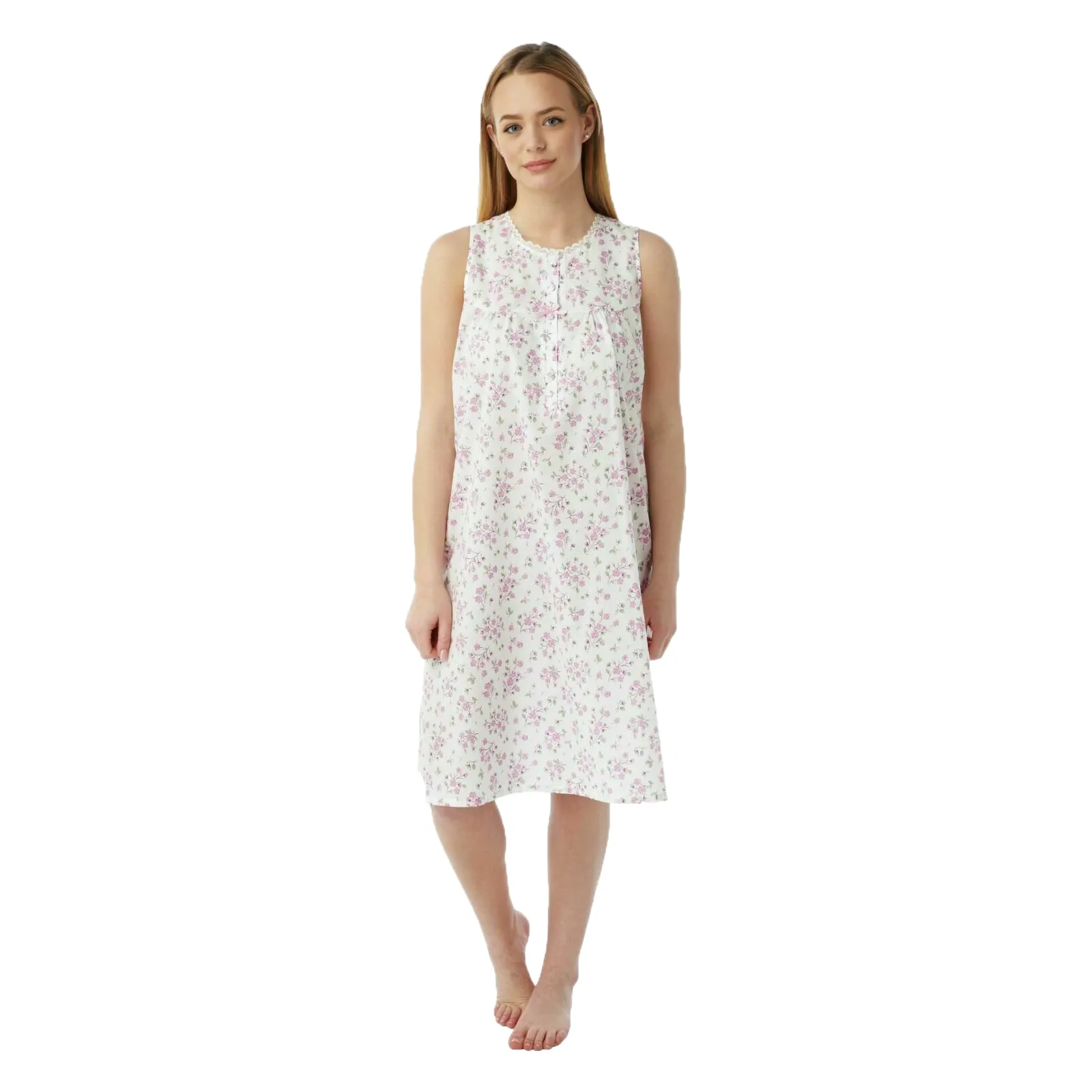 Buy Ladies Floral Sleeveless Half Button Nightie - Fast UK Delivery | Insight Clothing