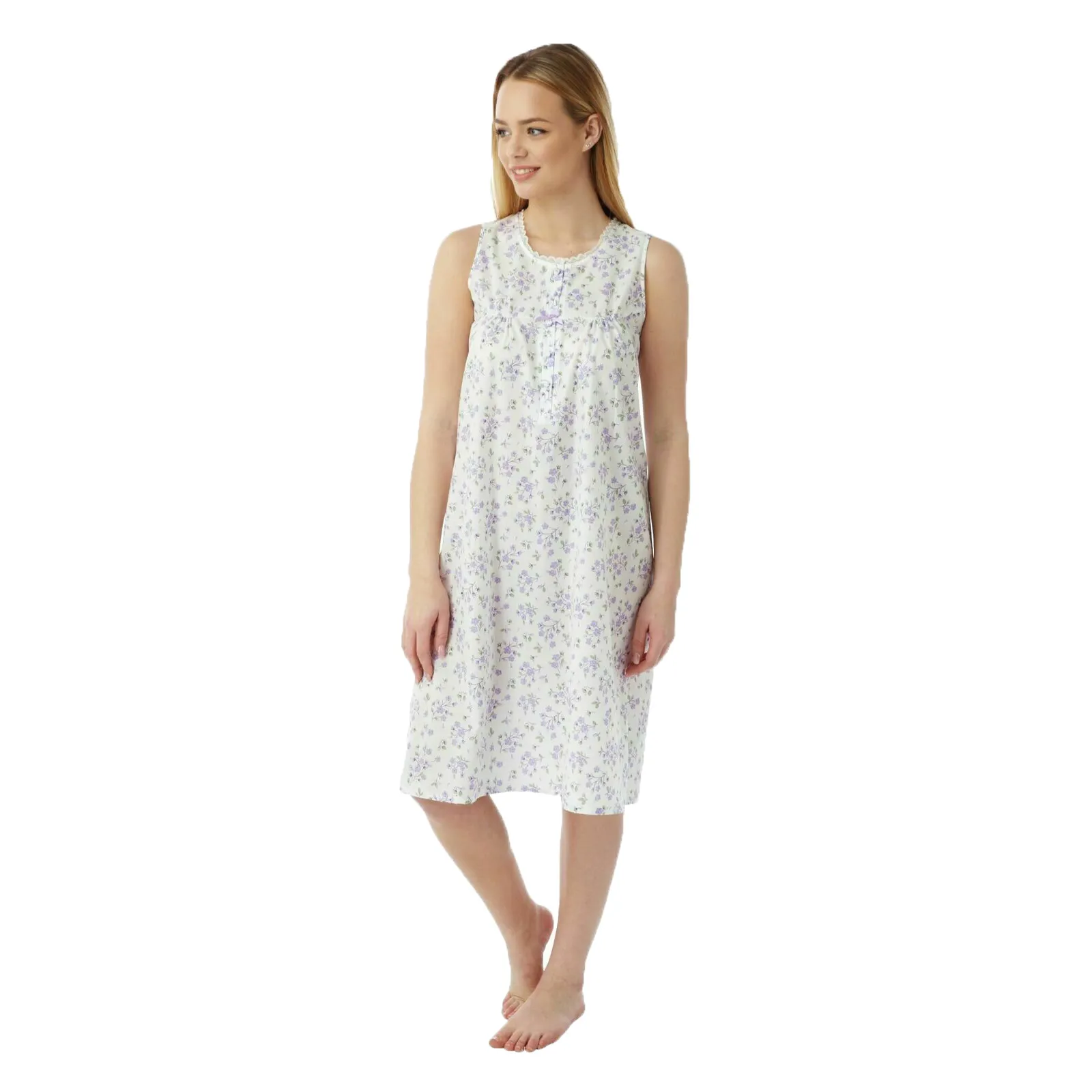 Buy Ladies Floral Sleeveless Half Button Nightie - Fast UK Delivery | Insight Clothing