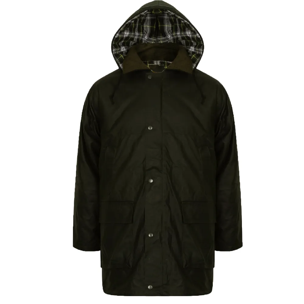 Buy Mens Country Wax Padded Jacket Check Lined Waterproof waxed hood Brown Green - Fast UK Delivery | Insight Clothing