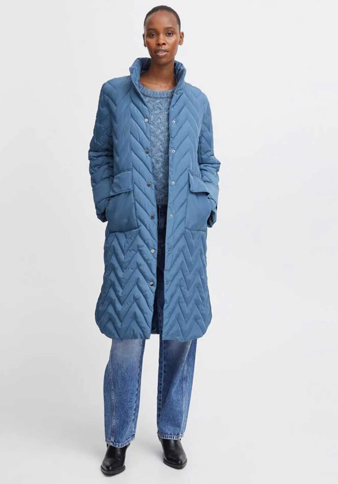 B.Young Amaxa Quilted Long Coat, Blue