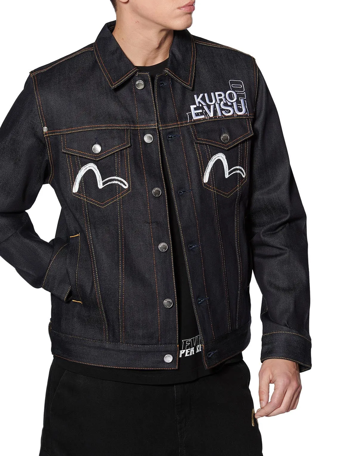 Calligraphy Print Denim Jacket