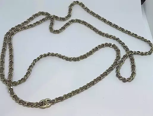 Chanel 12P 2012 Spring Brown Chain Link CC Turn Lock Belt Necklace