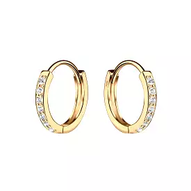 Cherished Moments 14K Gold-Plated Huggie Hoop Kids Earrings with CZs