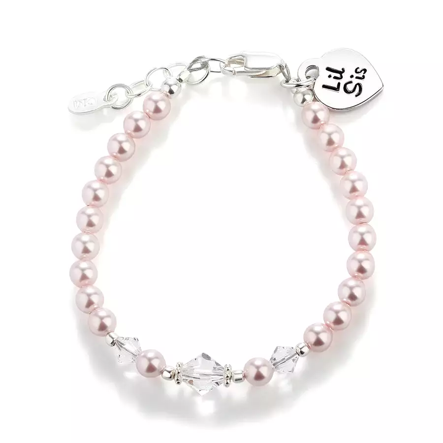 Cherished Moments Pink Sterling Silver Bracelet - Lil Sis