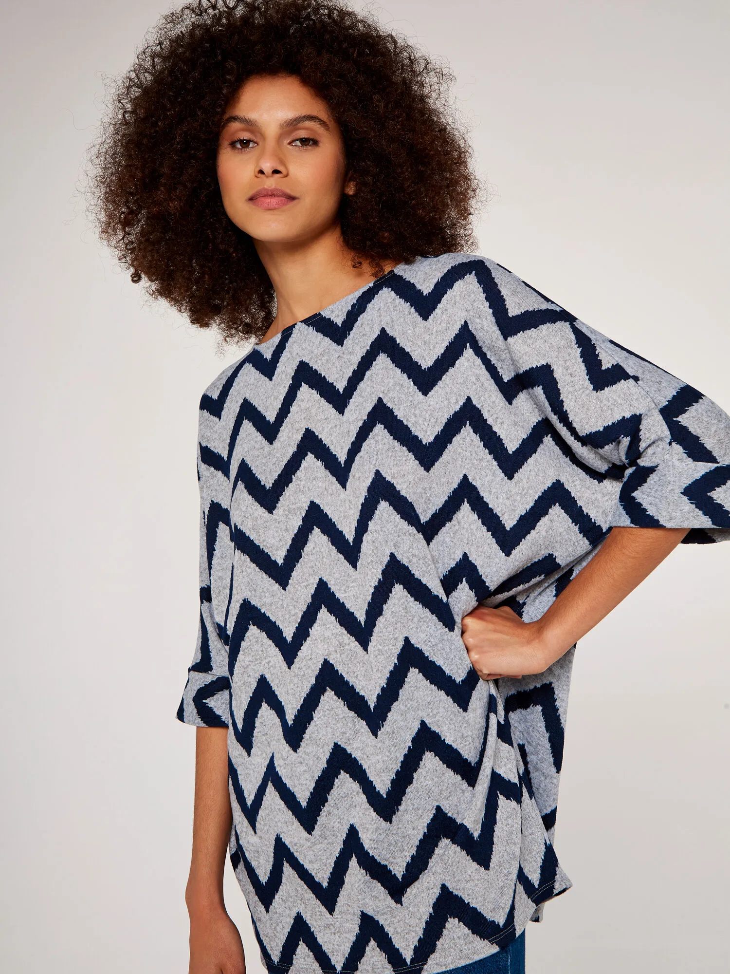 Chevron Stripe Batwing Top | Apricot Clothing