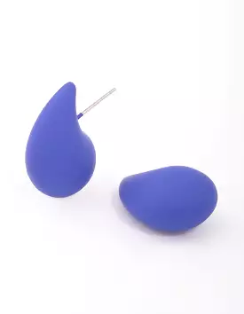 Chubby Blue Teardrop Stud Earrings