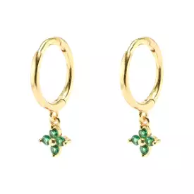 Clover Green Gold Hoop Mini Earring