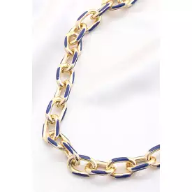 Color Metal Oval Link Necklace