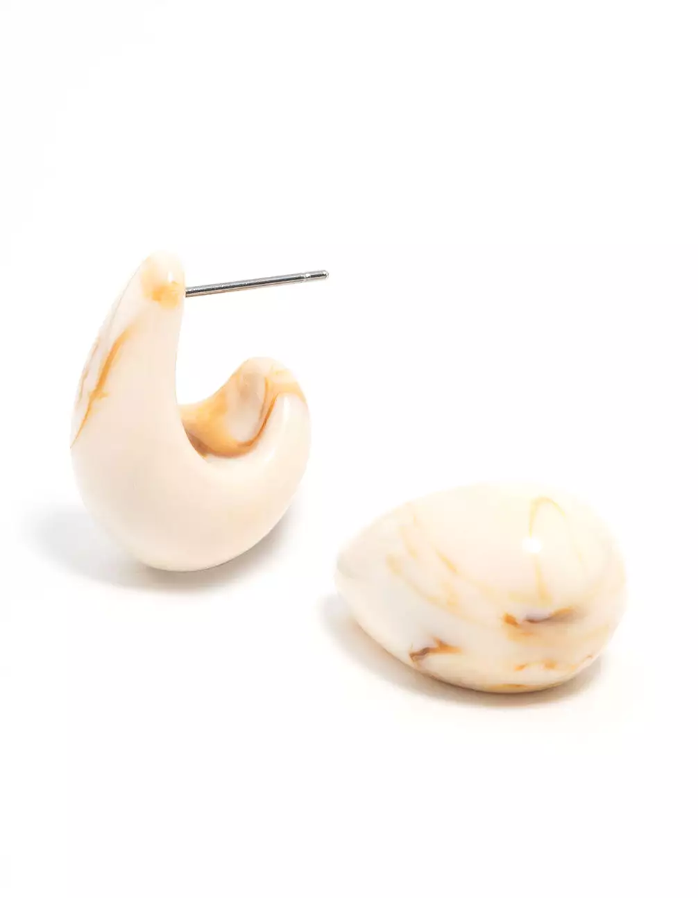 Cream Marble Teardrop Earrings