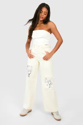 Crochet Mix Wide Leg Jeans